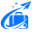 Blue icon of a hand holding a group of people