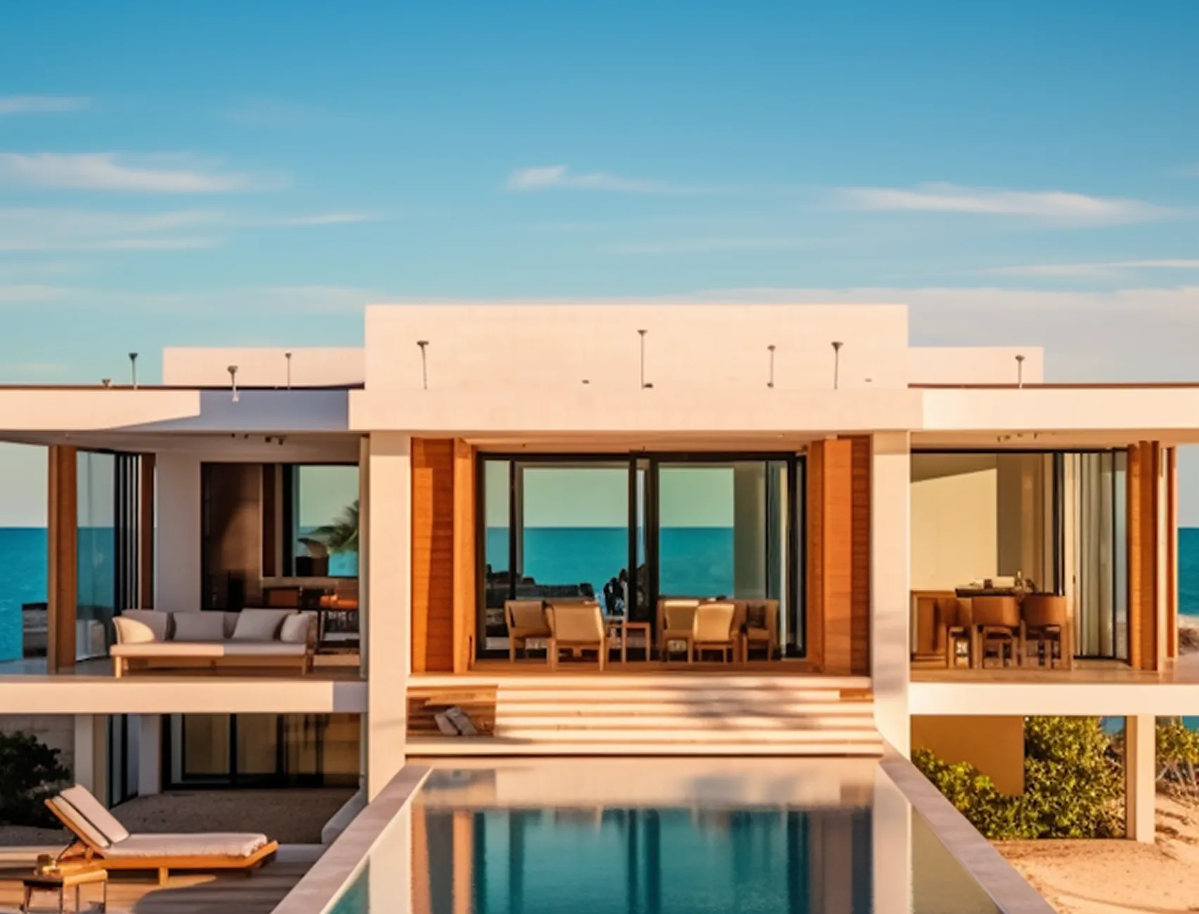 Overwater villa in tropical lagoon